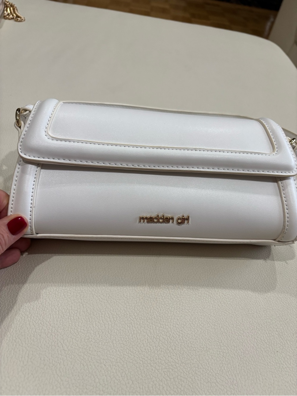 Madden Girl White Gold-Accent Crossbody Bag